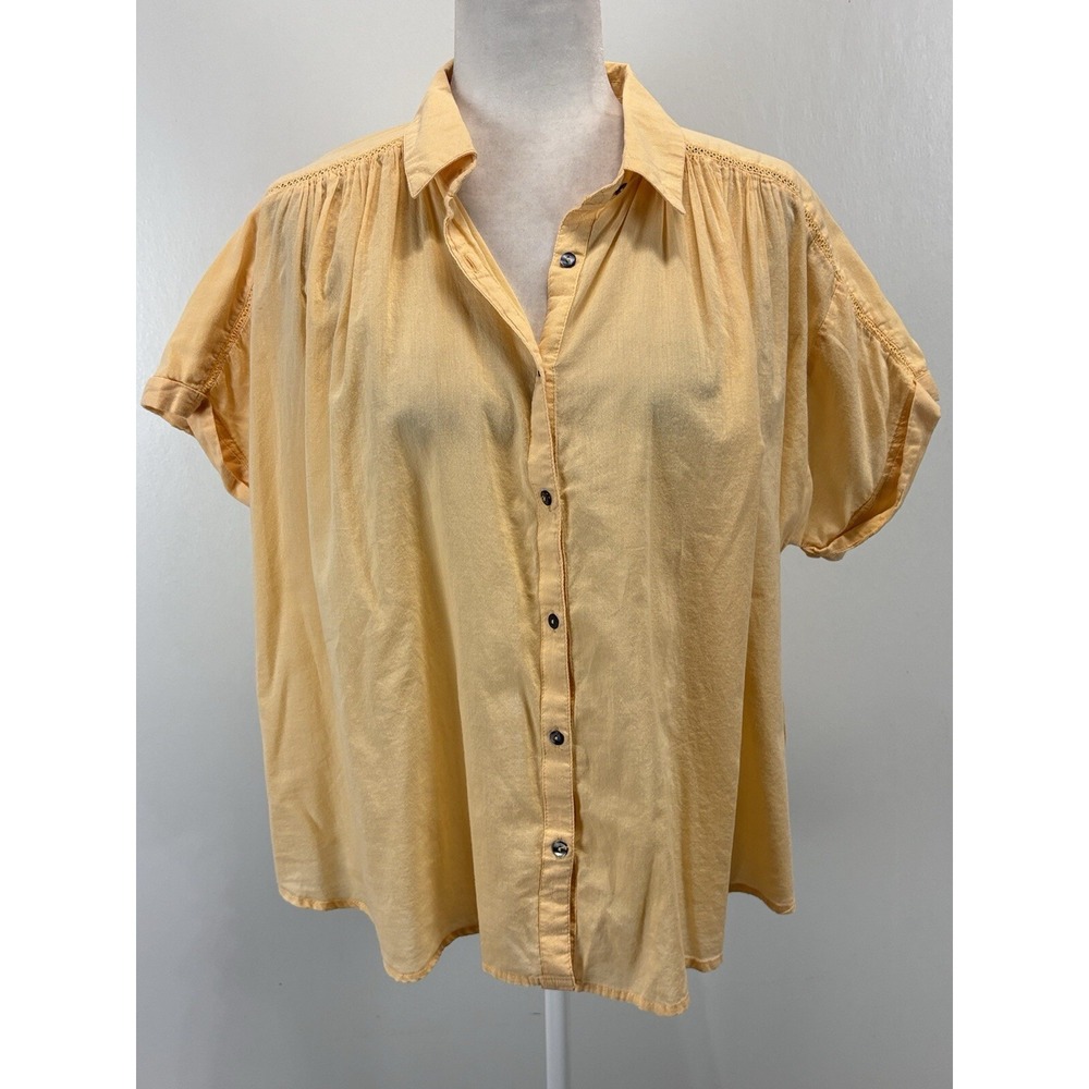 Sundance Tensift Shirt Women Large Pink Short Sleeve Button Up Top Flowy Breezy